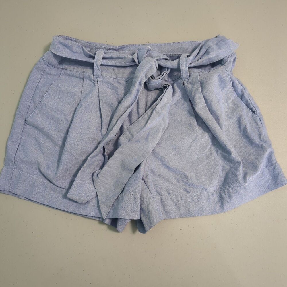 Vineyard Vines Bow Front Tie Waist Shorts Cornflower Chambray Blue Womens 0